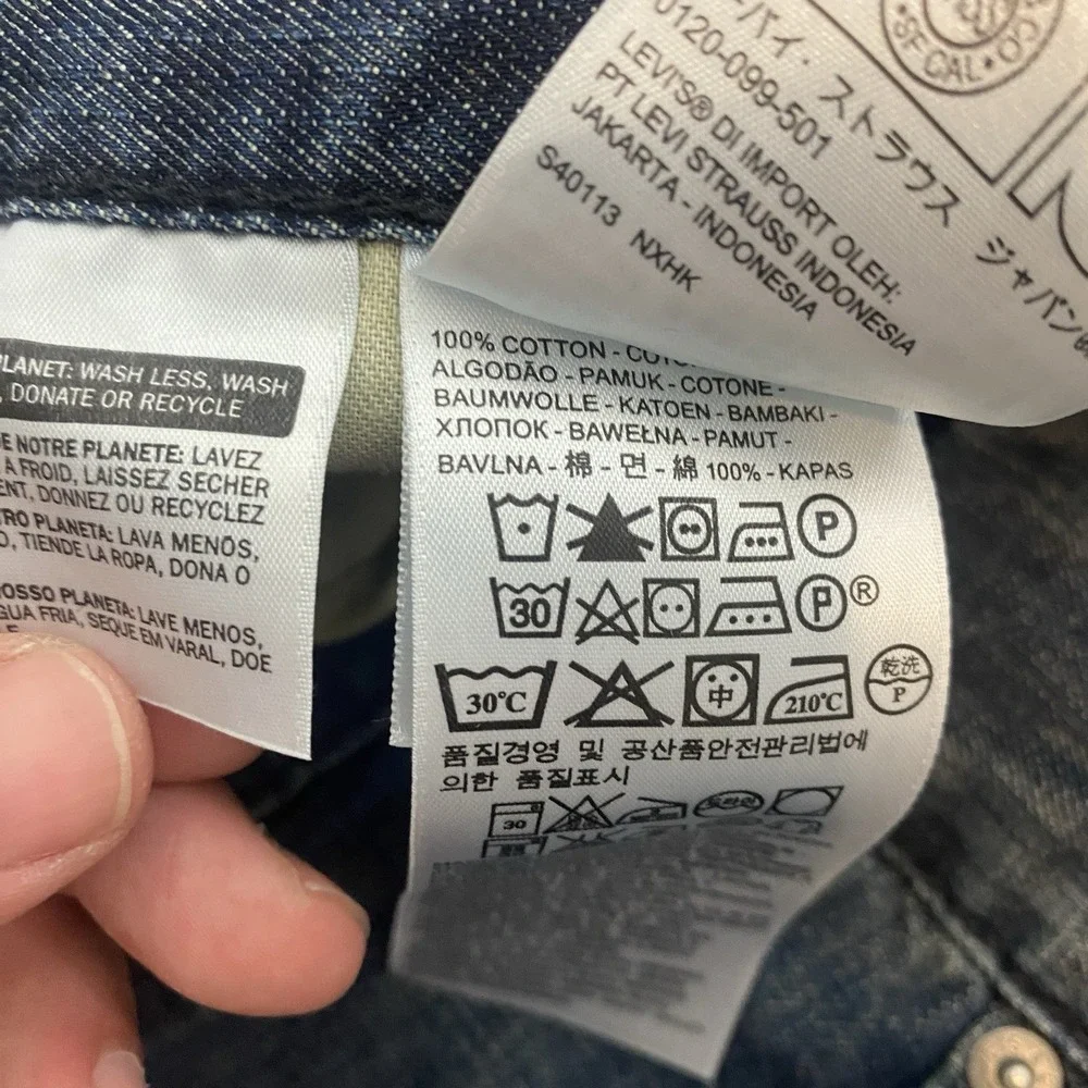 Levis 559 Jeans Mens 38 Fits 39x30 Blue Baggy Relaxed Wide Leg Distressed Denim